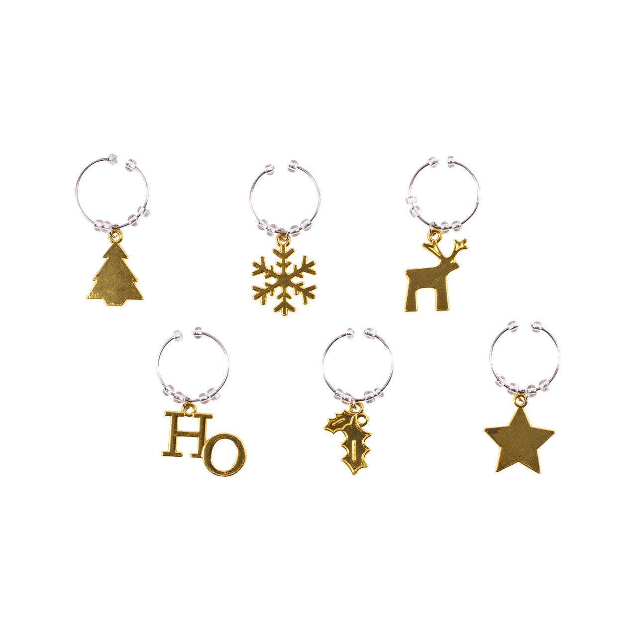 Golden Christmas Wine Charms