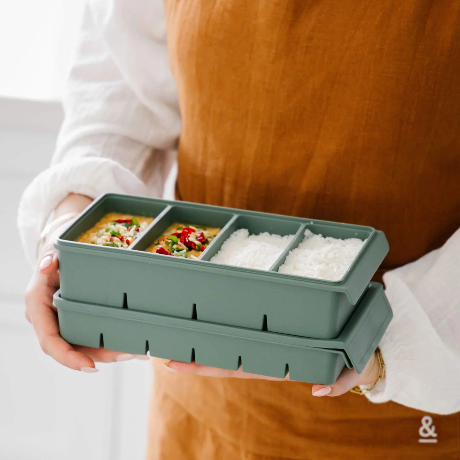 4 Portion Silicone Freezer Tray Eucalyptus 250ml - Seed & Sprout