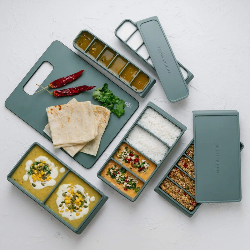 4 Portion Silicone Freezer Tray Eucalyptus 250ml - Seed & Sprout
