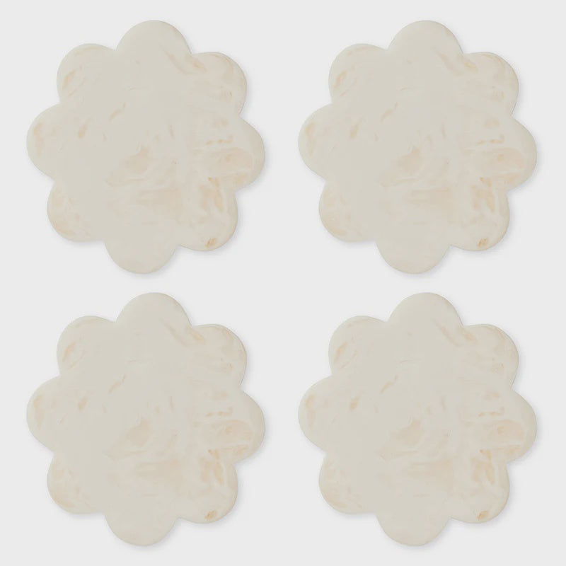 Aries Cream Scallop Coaster S/4