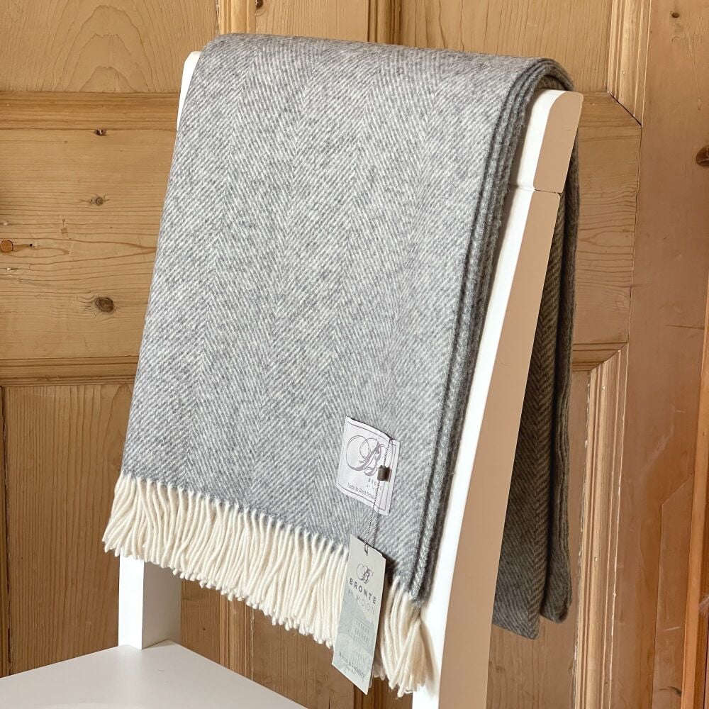 Bronte Herringbone Throw Grey