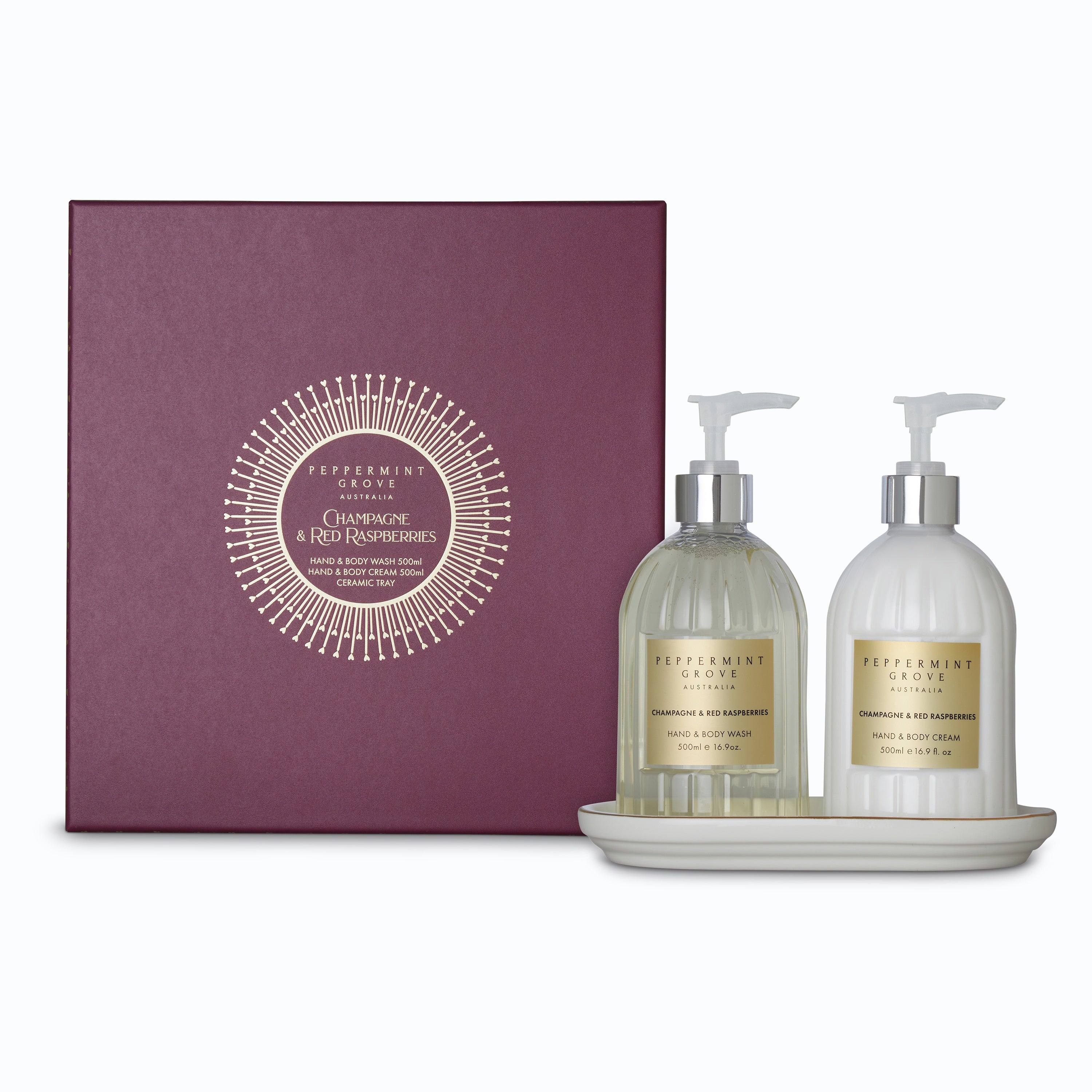 Champagne & Red Raspberries Hand & Body Wash & Cream 500ml Set