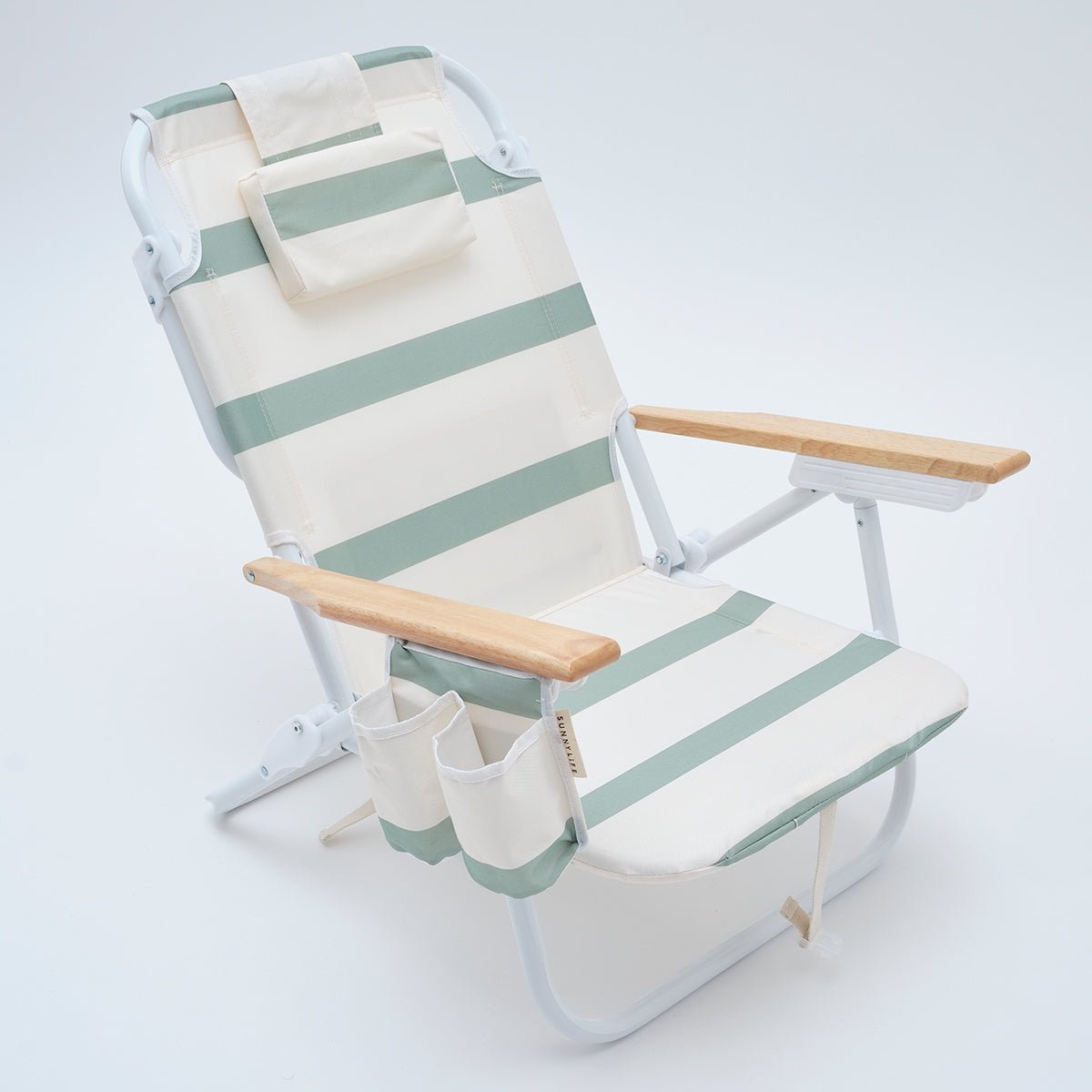 Deluxe Beach Chair Sea Sage Stripe
