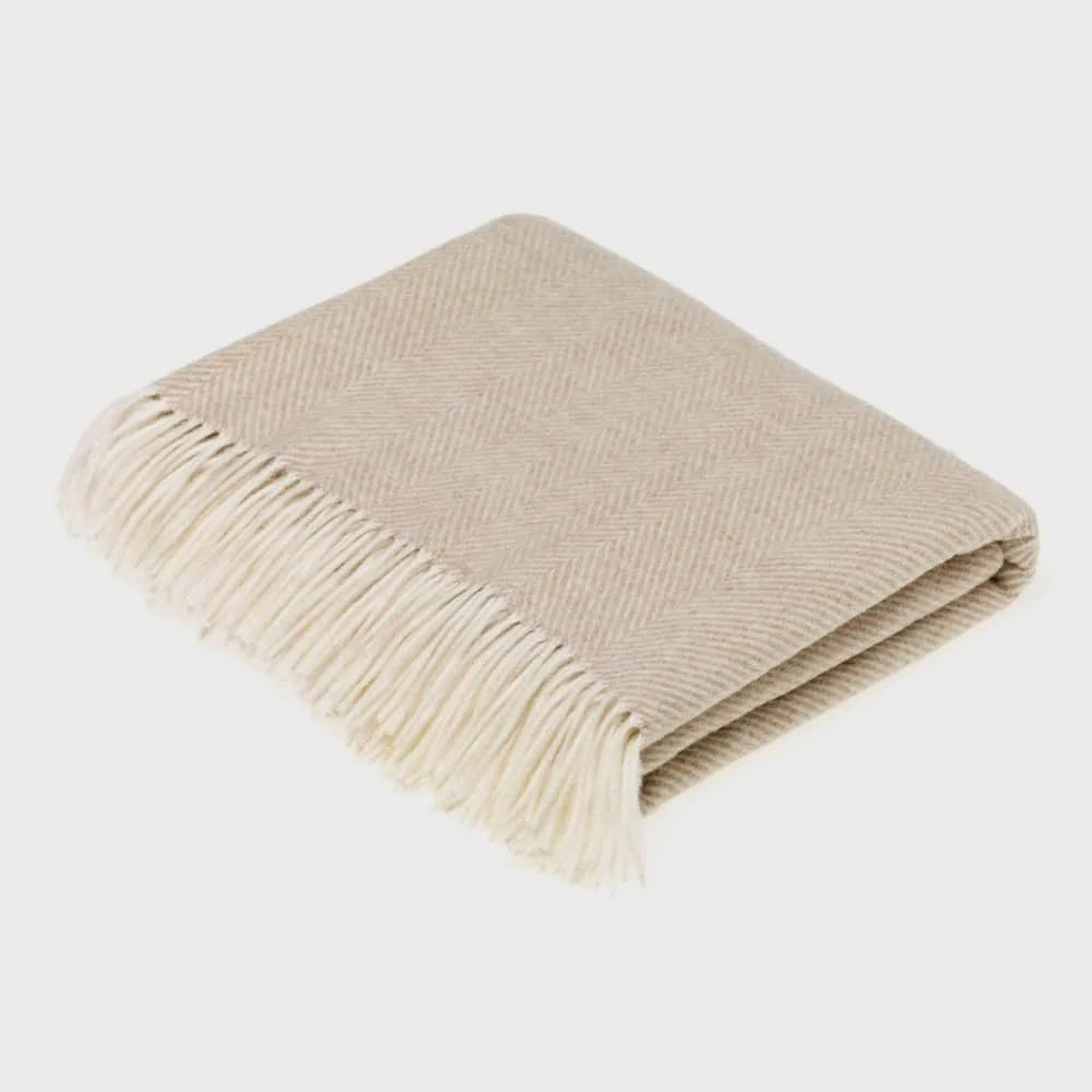 Bronte Herringbone Throw Beige