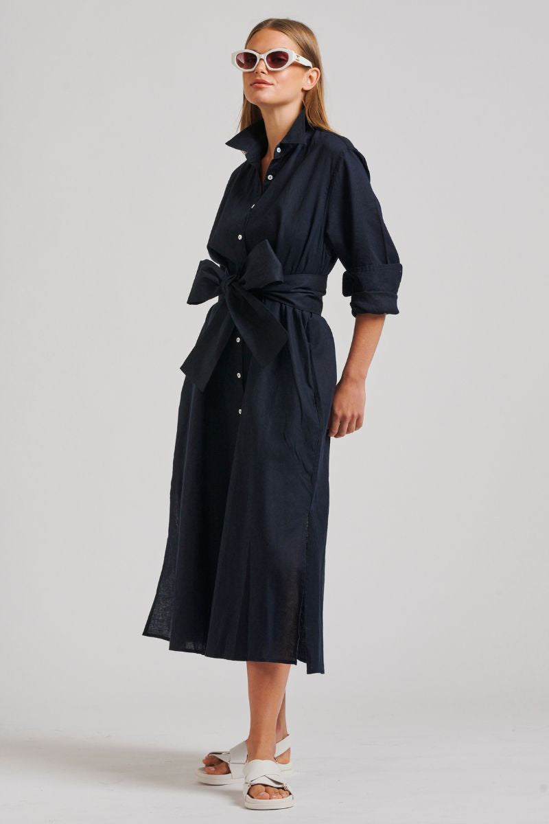 The Luna Oversized Linen Long Shirtdress French Nazy