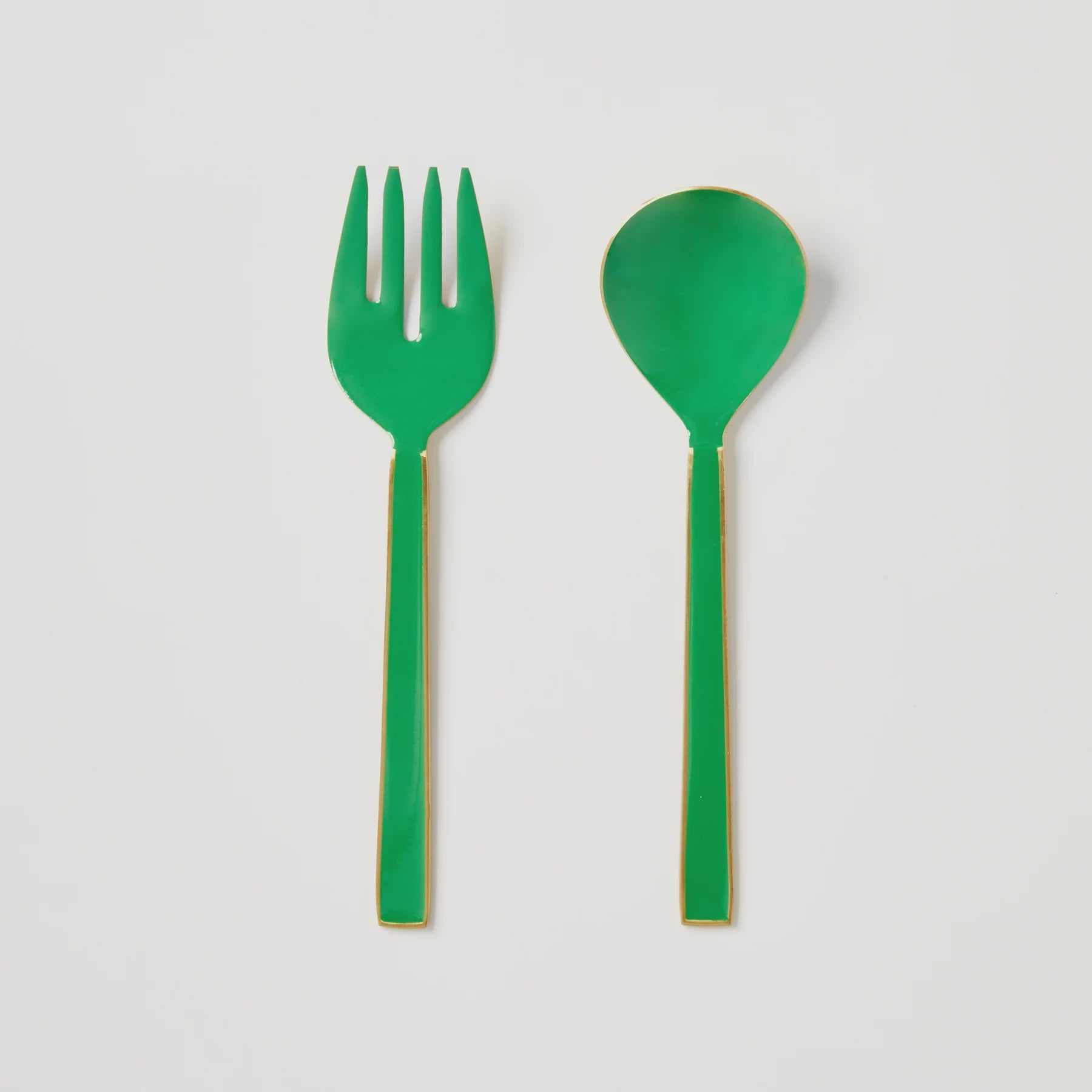 Enamel Emerald Salad Servers S/2