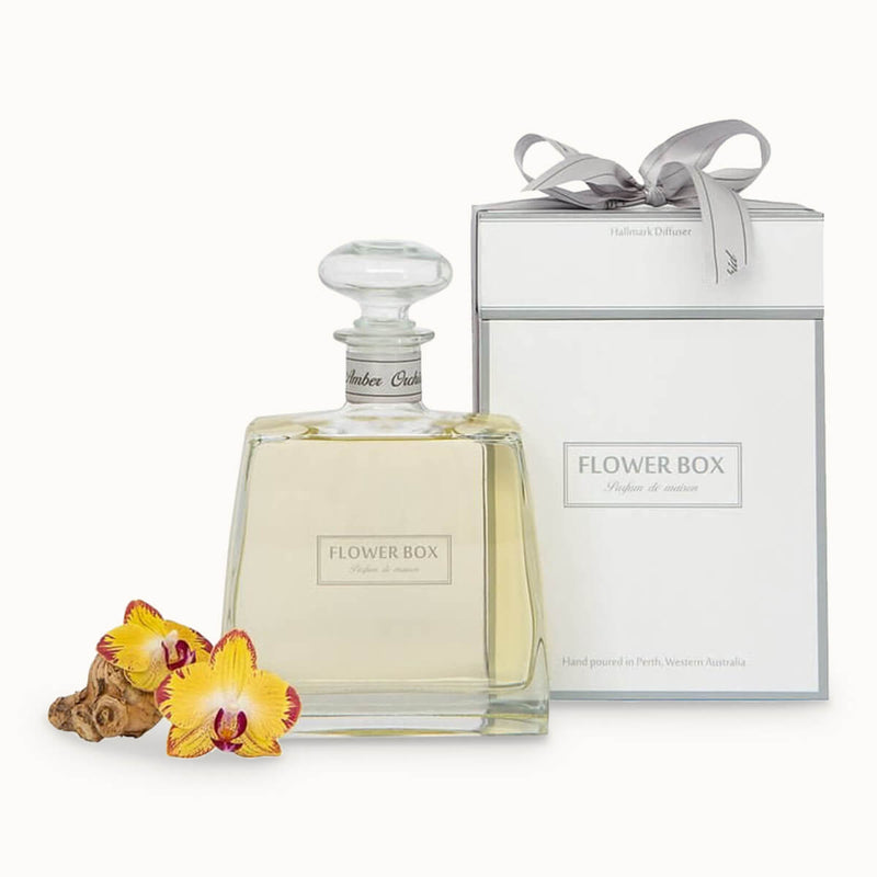 Reed diffuser 700mL French-made glass decanter. 12 month diffusion lifespan.