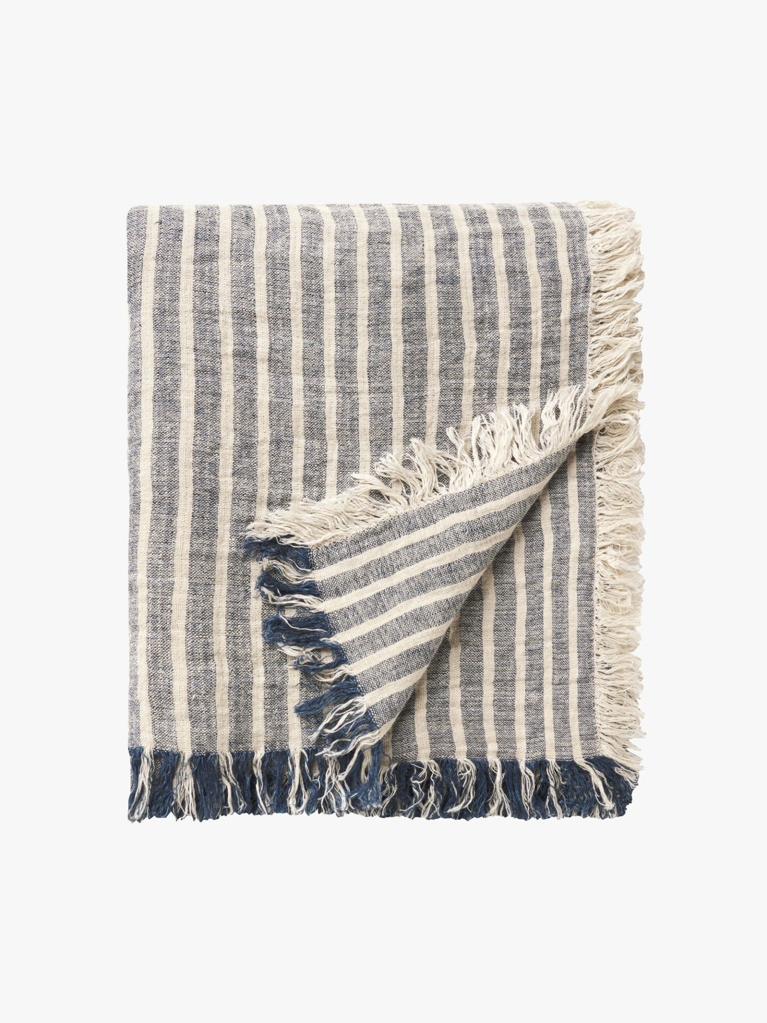 Ava Stripe Indigo Throw - L & M Home