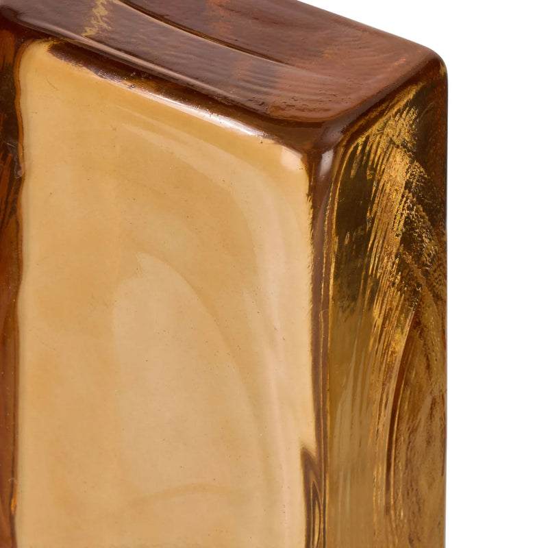 Bernard Amber Glass Brick Sculpture-IsAlbi