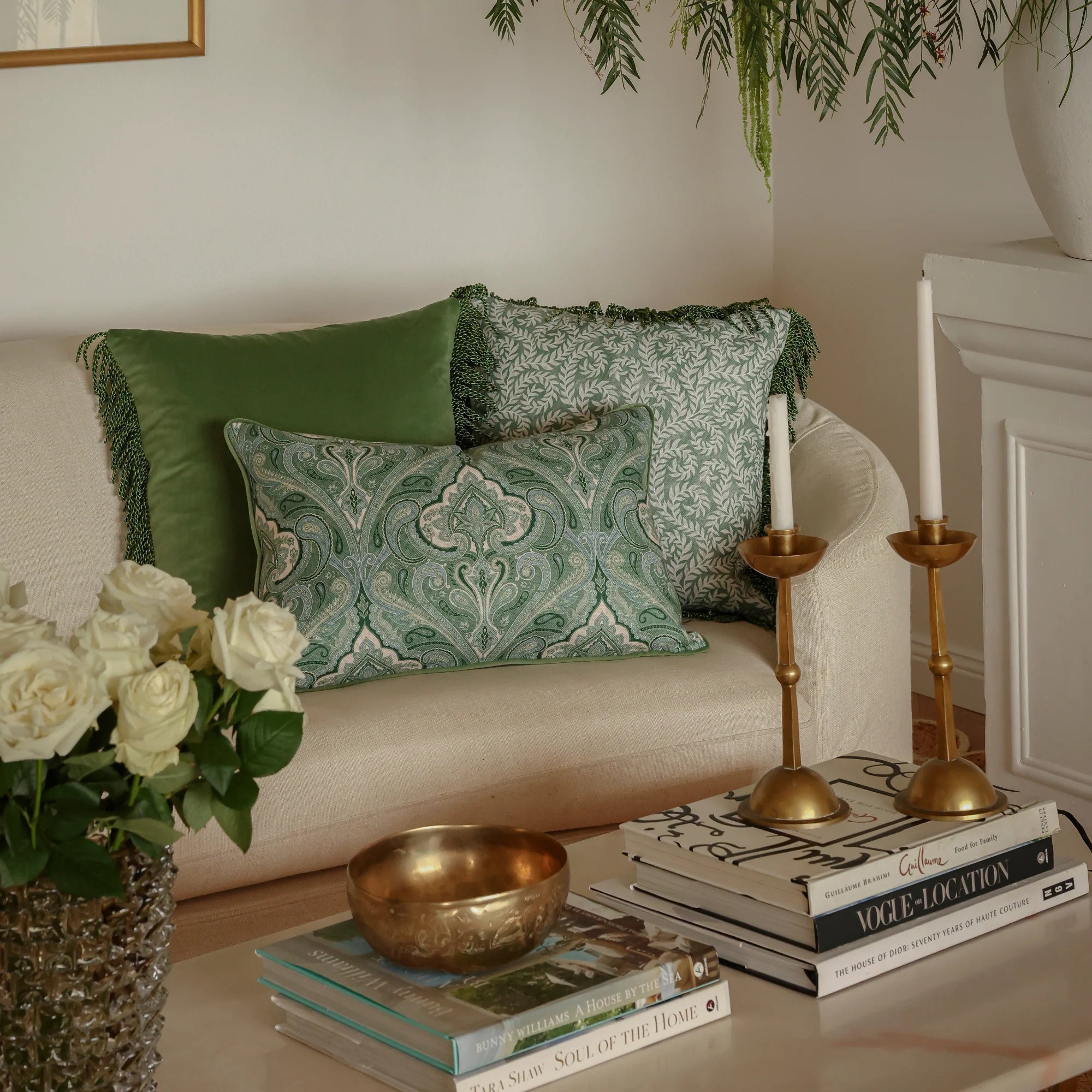 Bullion Fringe Pistachio Velvet - Luxe and Beau