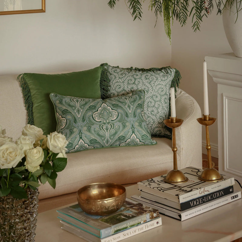 Bullion Fringe Pistachio Velvet - Luxe and Beau