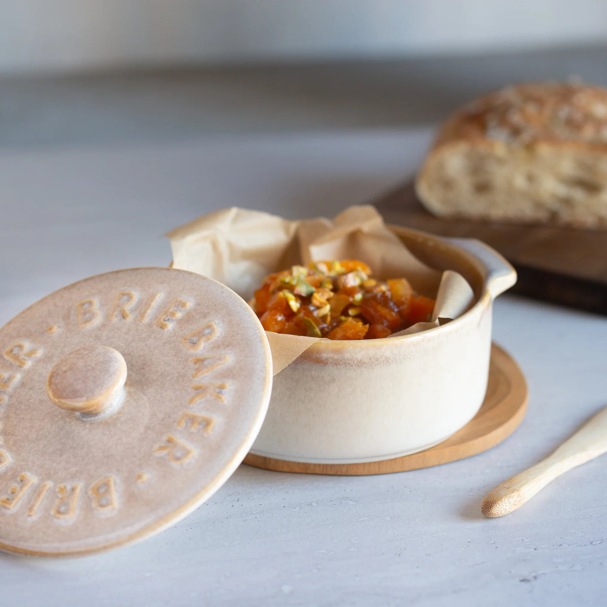 Ceramic Brie Baker Natural-Home Basics & Design