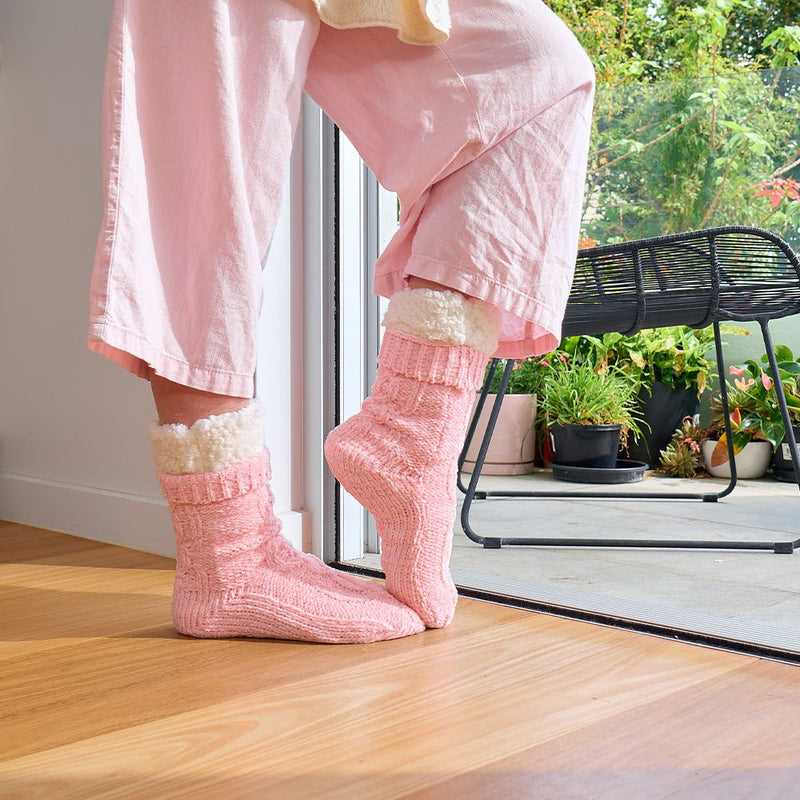 Chenille Lounge Sherpa Socks - Annabel Trends