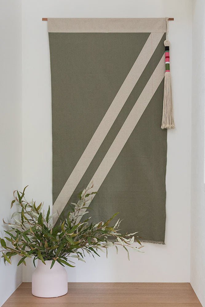 Double Stripe Banner Sage w Tassel - Lucky Charlie