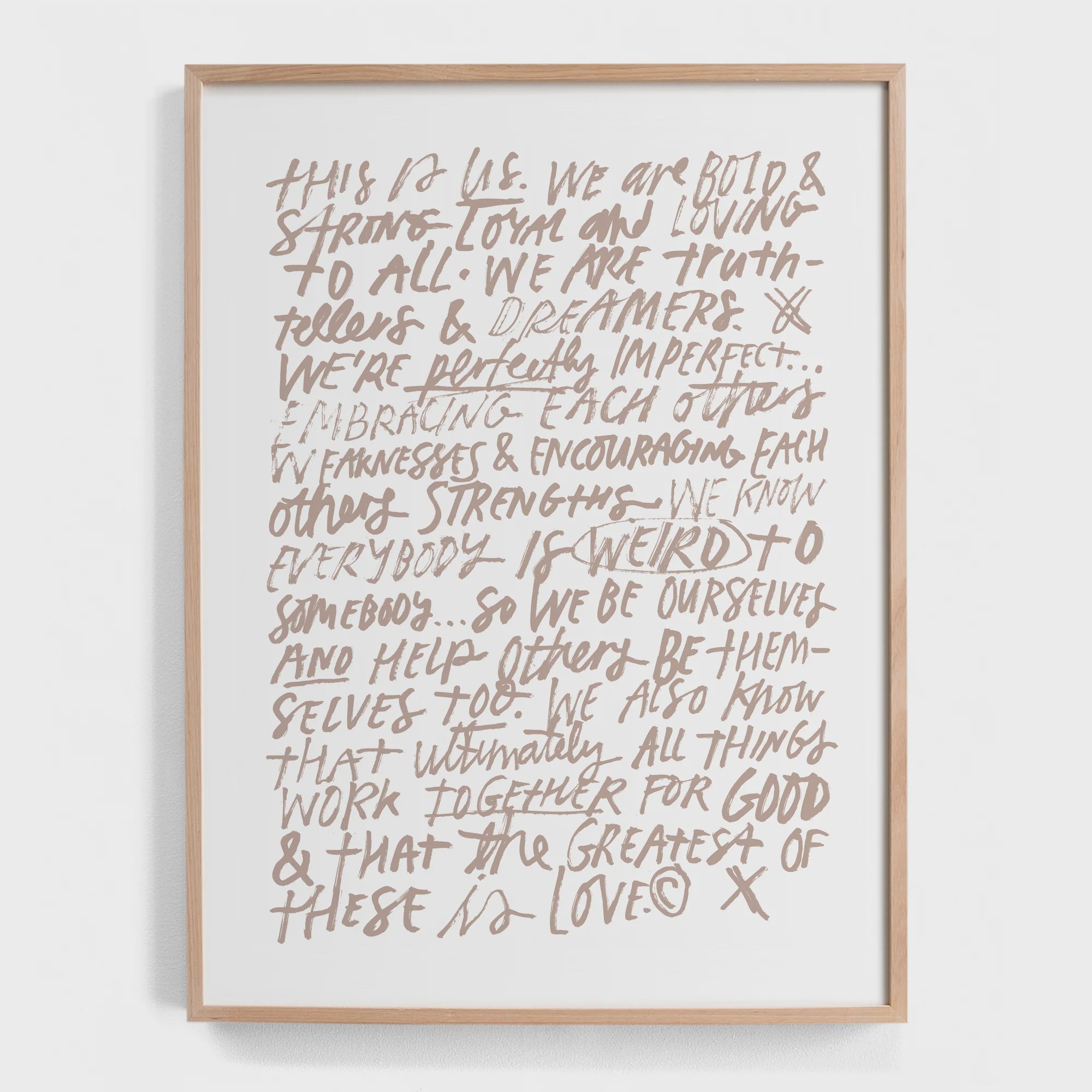 Family Mantra Framed Print Coffee with Natural Frame - Home Basics & Design