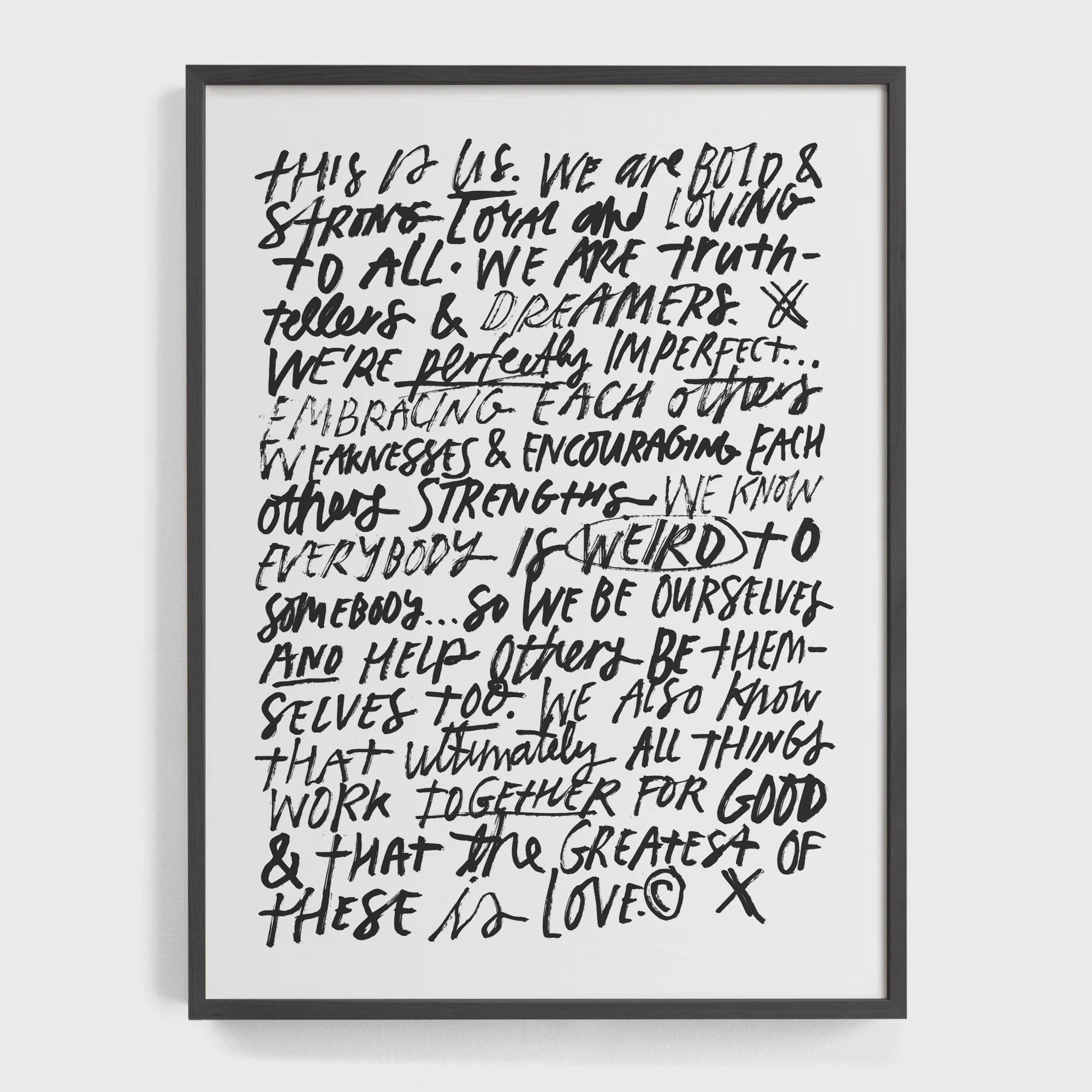 Family Mantra Framed Print White with Black Frame - Home Basics & Design