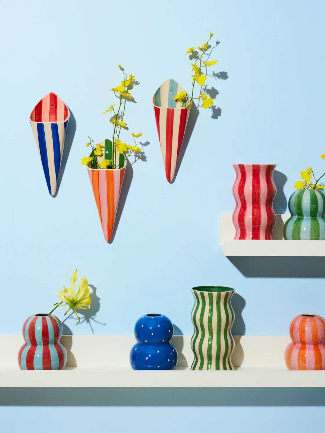 Folly Wall Vase Blue Stripe - Jones & Co