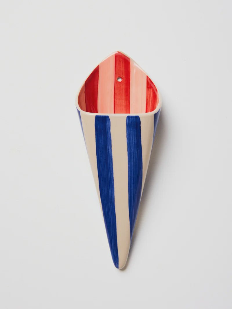 Folly Wall Vase Blue Stripe - Jones & Co