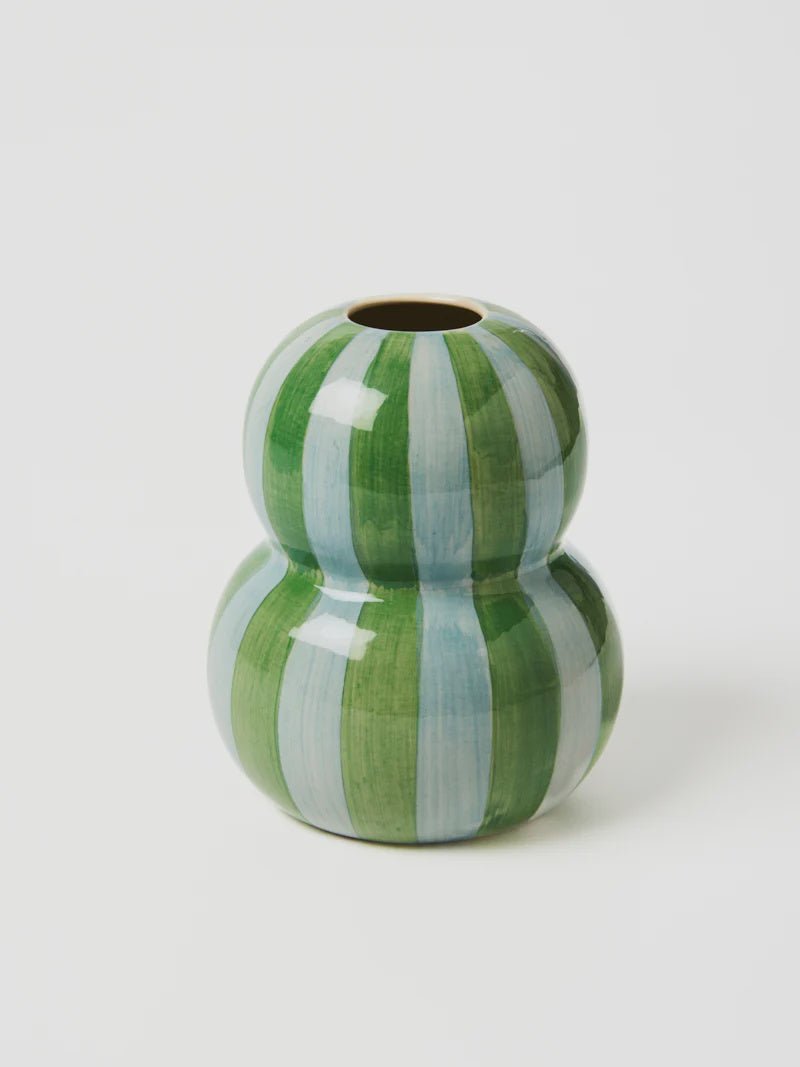 Fonda Green Blue Stripe Vase - Jones & Co