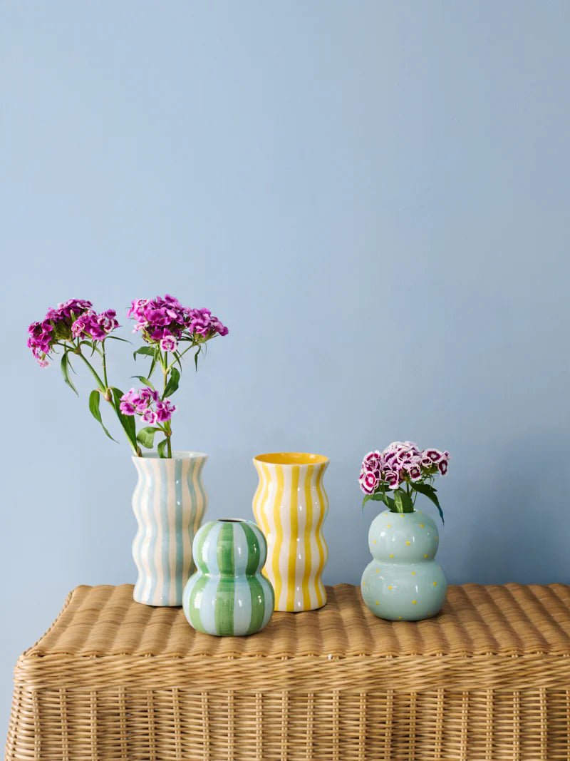 Fonda Green Blue Stripe Vase - Jones & Co
