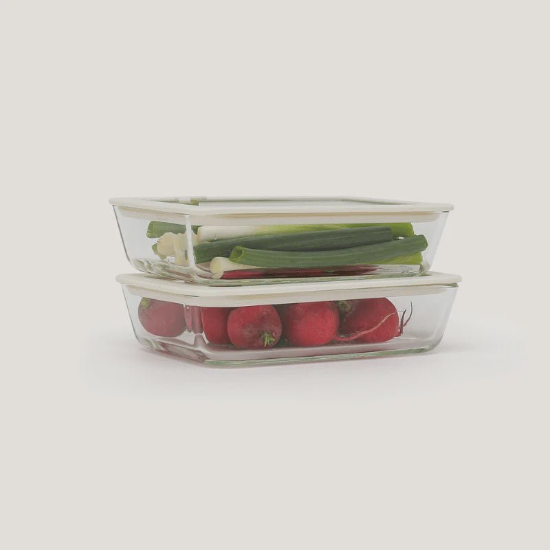 Glass Food Containers Rect. 2pk 1400ml - Seed & Sprout
