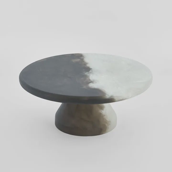 Halo Cake Stand Resin B&W Swirl - Florabelle