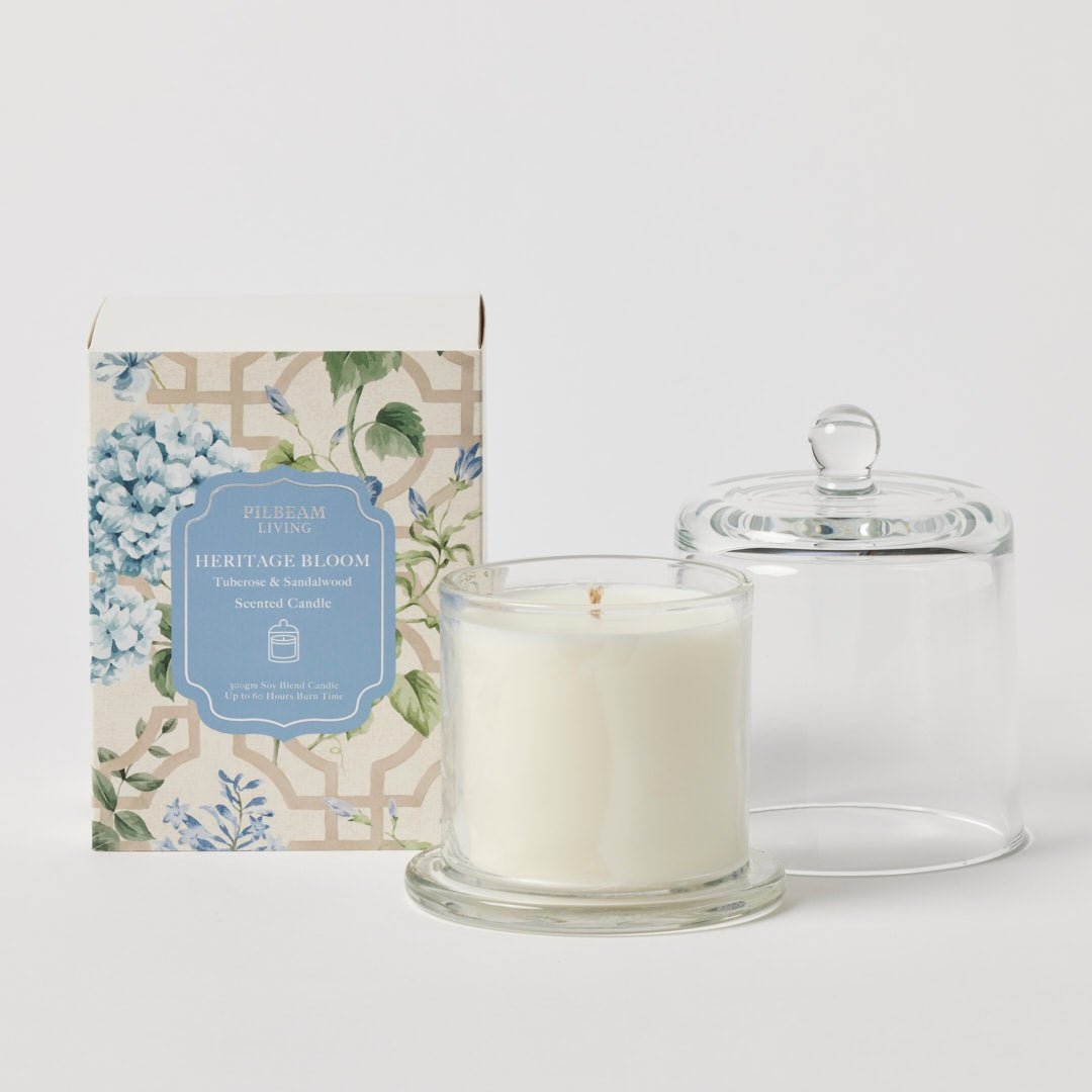 Heritage Bloom Glass Cloche Scented Candle - Pilbeam Living