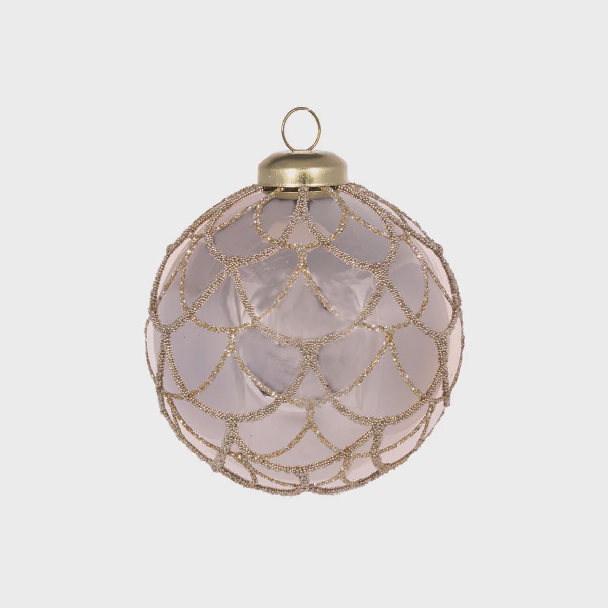 High Shine Champagne Scalloped Bauble - Holly & Ivy