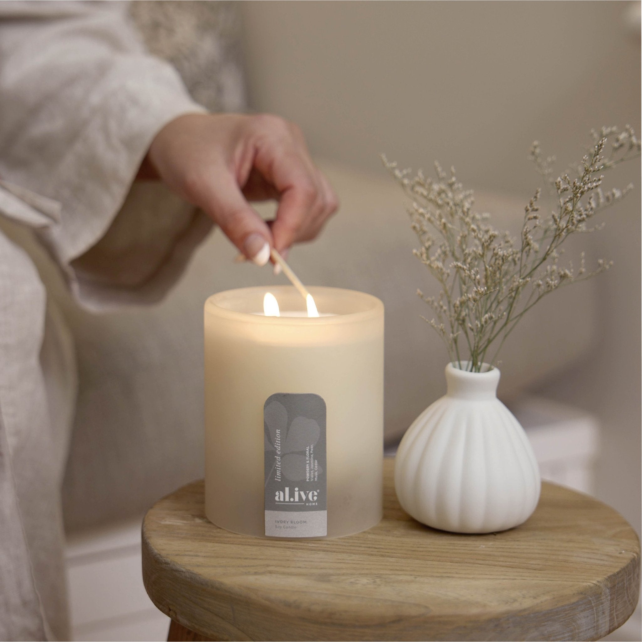 Ivory Bloom Soy Candle - Alive Body
