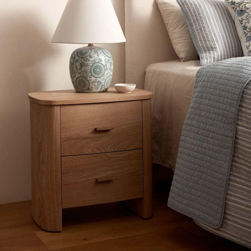 Leon 2 Drawer Oak Bedside-Madras Link
