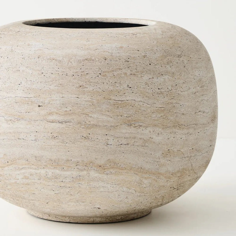 Lightweight Ivory Travertine Pots - Floral Interiors