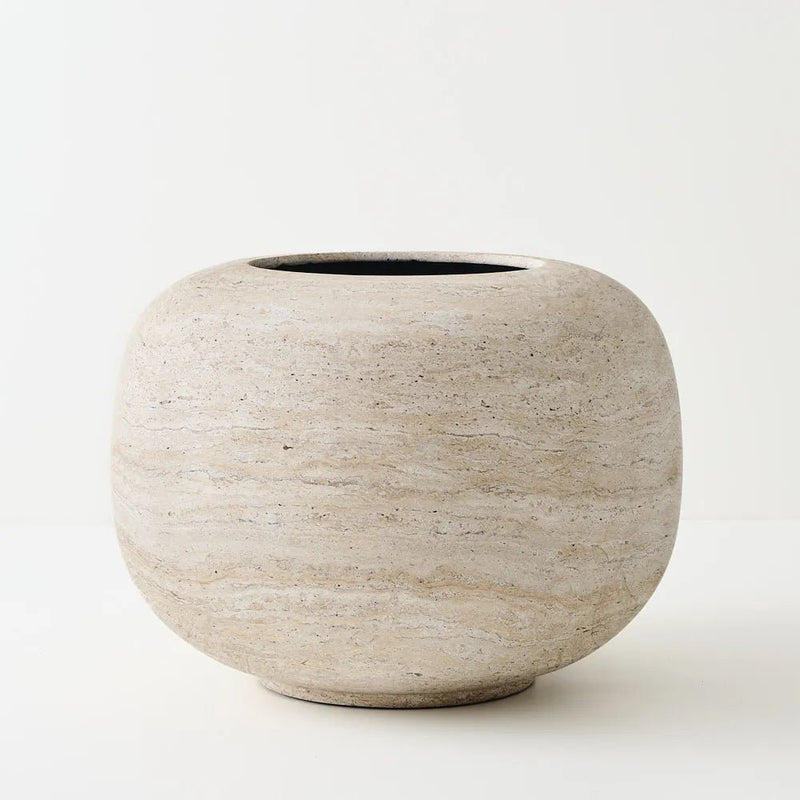 Lightweight Ivory Travertine Pots - Floral Interiors