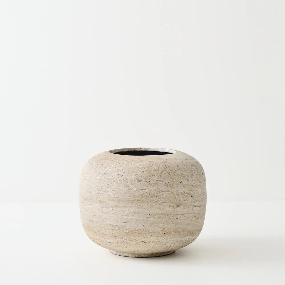 Lightweight Ivory Travertine Pots - Floral Interiors