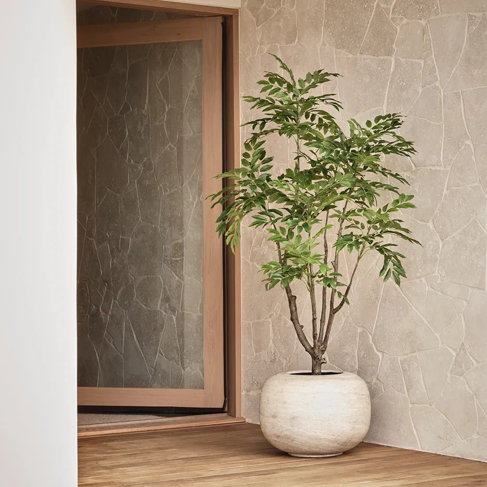 Lightweight Ivory Travertine Pots - Floral Interiors