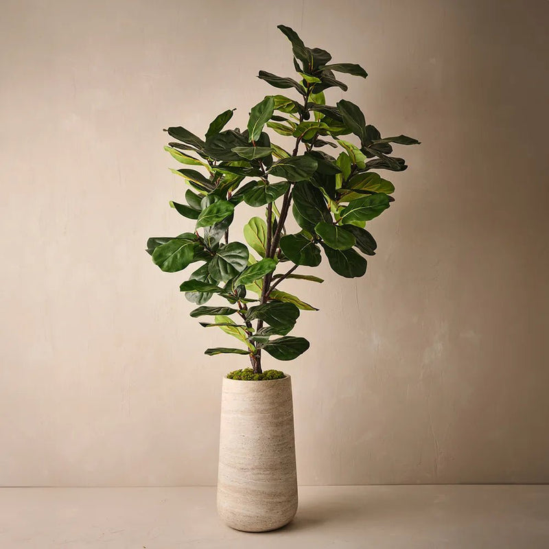 Lightweight Ivory Travertine Tall Pot - Floral Interiors