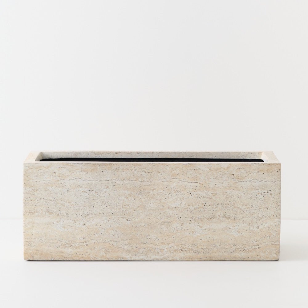 Lightweight Ivory Travertine Trough Pot - Floral Interiors