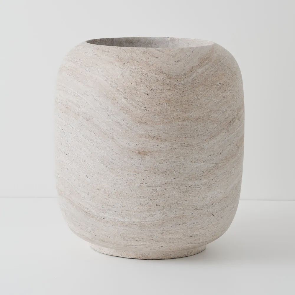 Lightweight Travertine Pot Solvea - Floral Interiors