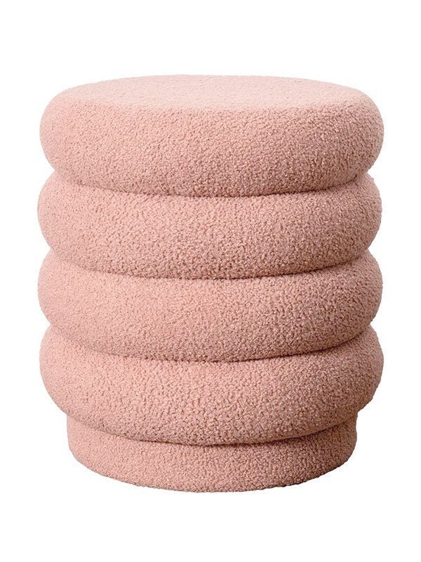 Lucia Round Boucle Stool Blush - Urban Road