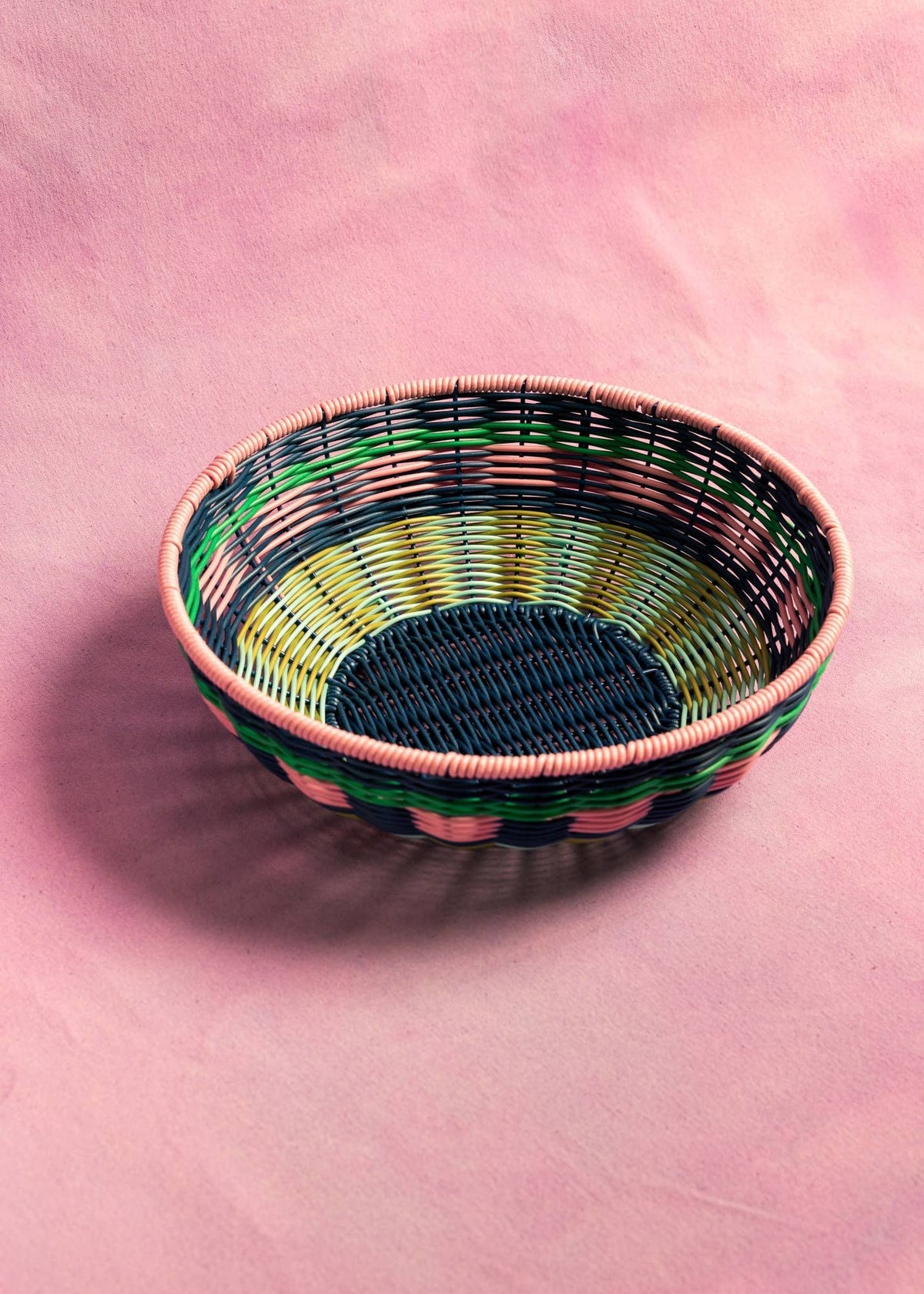 Maegen Woven Bowl - Pink/Navy-Maegen