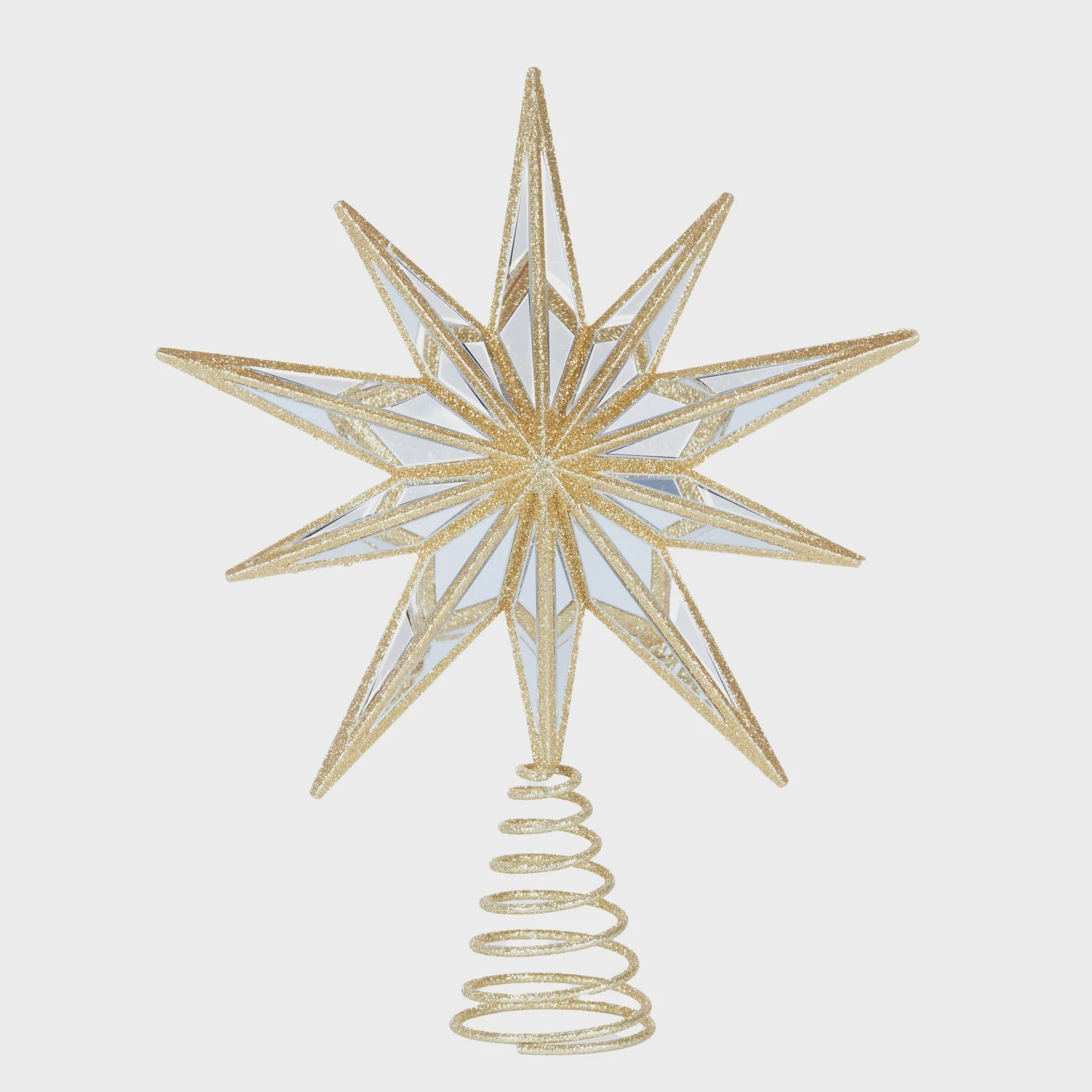 Mirrored Tree Topper Star Gold 9 points - Holly & Ivy