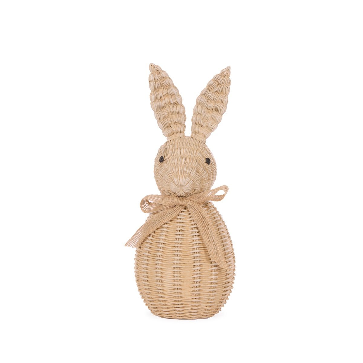 Natural Woven Rabbit with Bow - Holly & Ivy