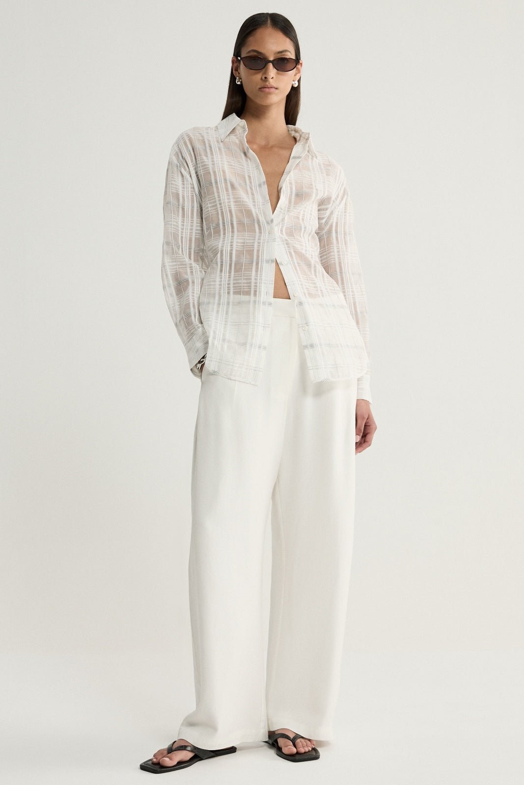 Onyx Shirt White Check-Elka Collective