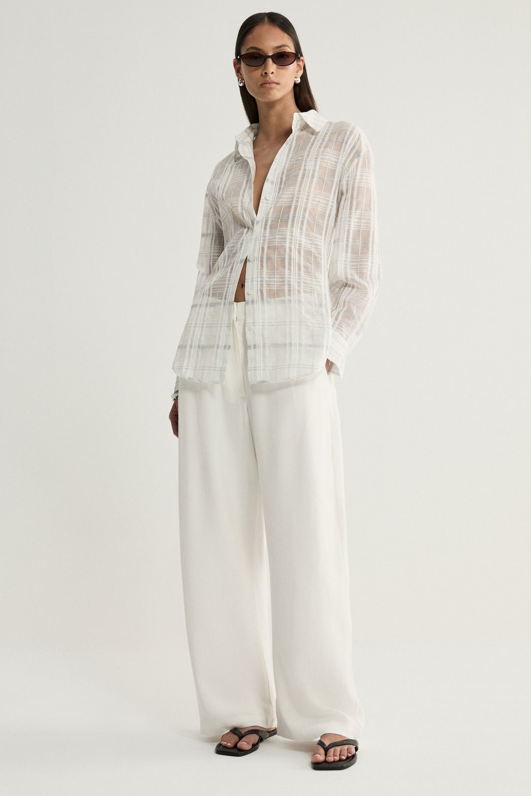 Onyx Shirt White Check-Elka Collective