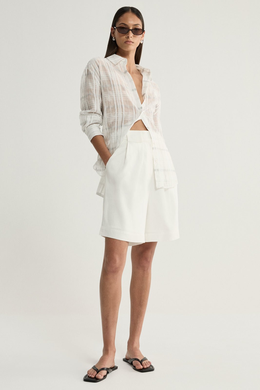 Onyx Shirt White Check-Elka Collective