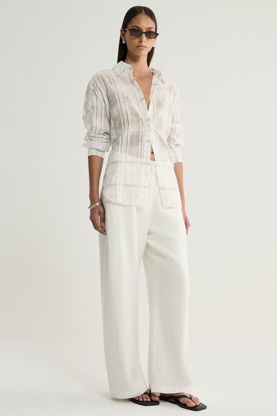 Onyx Shirt White Check-Elka Collective