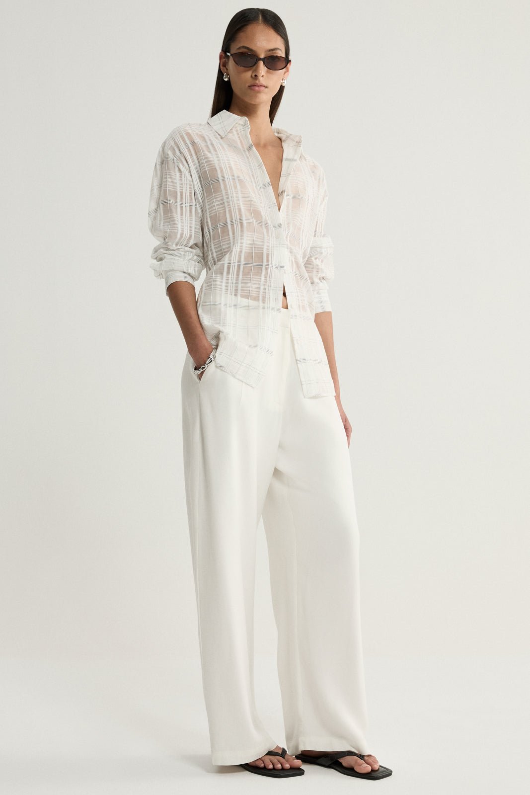Onyx Shirt White Check-Elka Collective