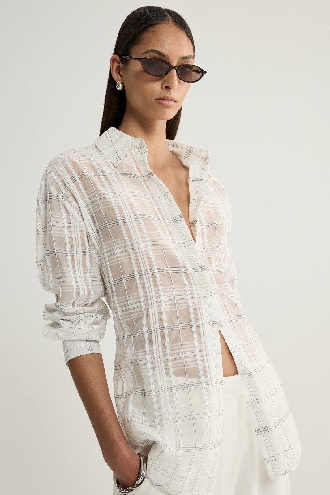 Onyx Shirt White Check-Elka Collective