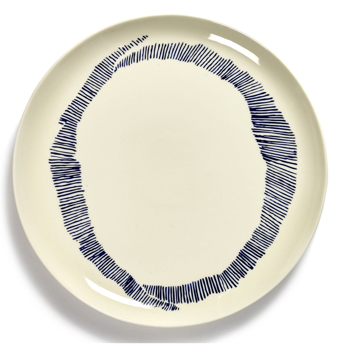 Ottolenghi Plate L White with Blue Stripes-Gourmet & Lifestyle Brands