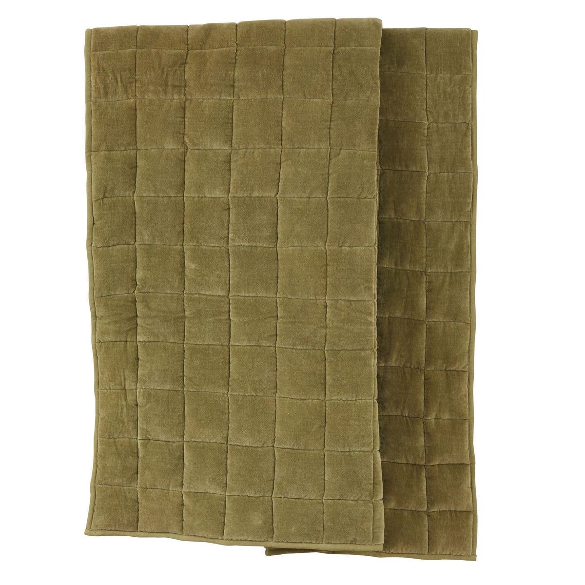 Quilted Velvet Throw Olive-Coast to Coast