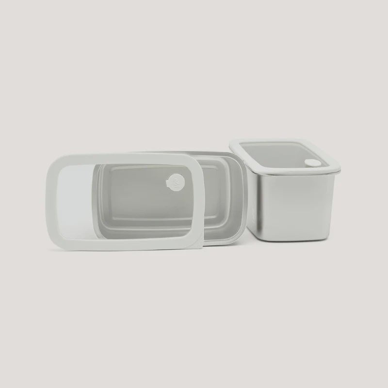 Rectangle Stainless Steel Glass Lid Containers 2pk - Seed & Sprout